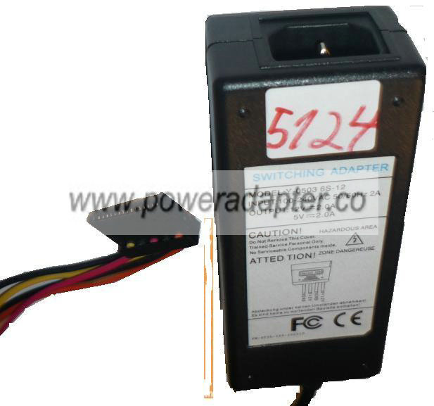 Y-0503 6S-12 AC ADAPTER 12V 5VDC 2A SWITCHING POWER SUPPLY